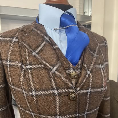 IN STOCK UNIQUE : Lightweight Dark Brown with Blue Overcheck