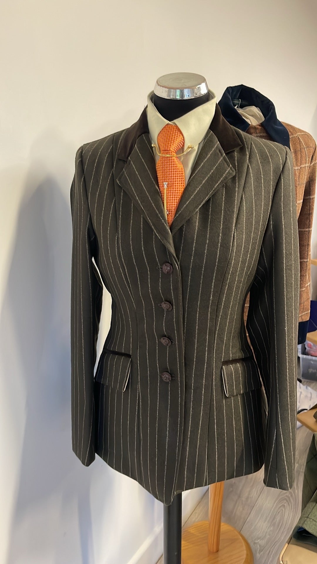 IN STOCK UNIQUE: Light/Med Weight Brown Pinstripe tweed (3 in stock 8,10,12/14)