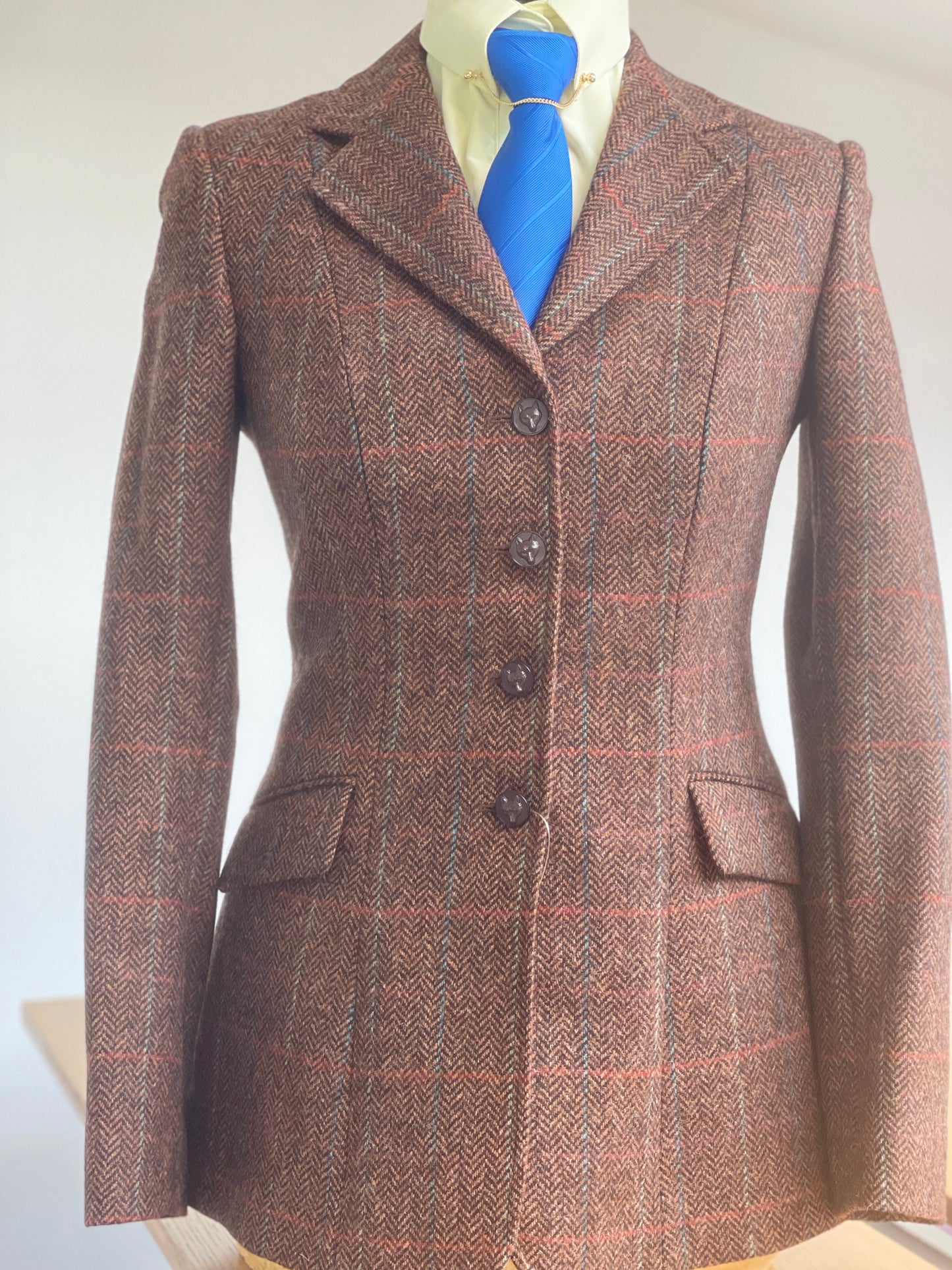 IN STOCK UNIQUE: Dark Brown Rustic theme Princess Jacket with red & Blue overcheck