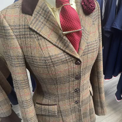 IN STOCK UNIQUE: Brown Tweed with red and brown large overcheck