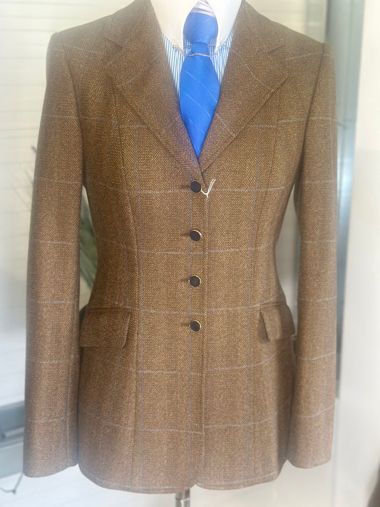 IN STOCK UNIQUE: Lightweight soft brown with Blue overcheck
