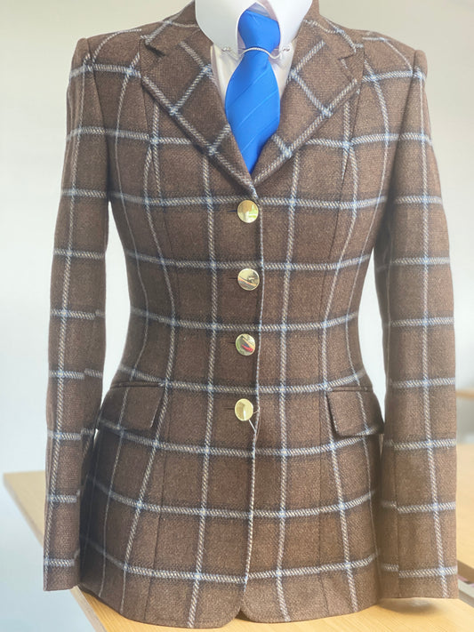 IN STOCK UNIQUE : Lightweight Dark Brown with Blue Overcheck