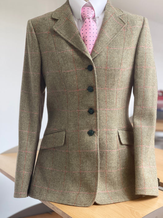 IN STOCK UNIQUE: Lightweight Oatmeal with pink overcheck (12/14 and 14/16 in stock)